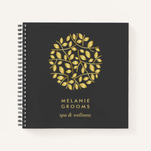 Gold Leaves Logo Personalised Monogram Notebook