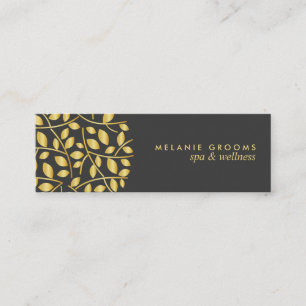 Gold leaves logo   wellness spa massage yoga mini business card