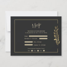 Gold Leaves Modern Black Wedding 