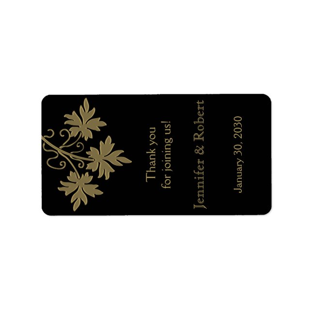 Gold Leaves on Black Lip Balm Label (Front)