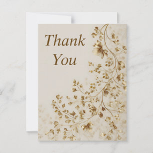 Gold Leaves on Tan Thank You Card