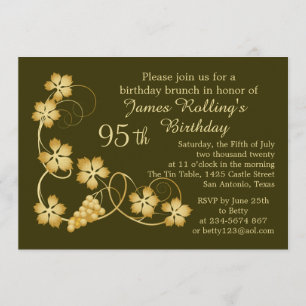 Gold leaves on vine, your background 95th Birthday Invitation