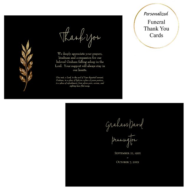 Gold Leaves Orthodox Christian Funeral Thank You Card (Creator Uploaded)