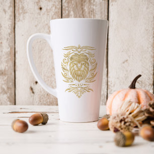 Gold Leo Astrology Zodiac Sign   Monogram Latte Mug