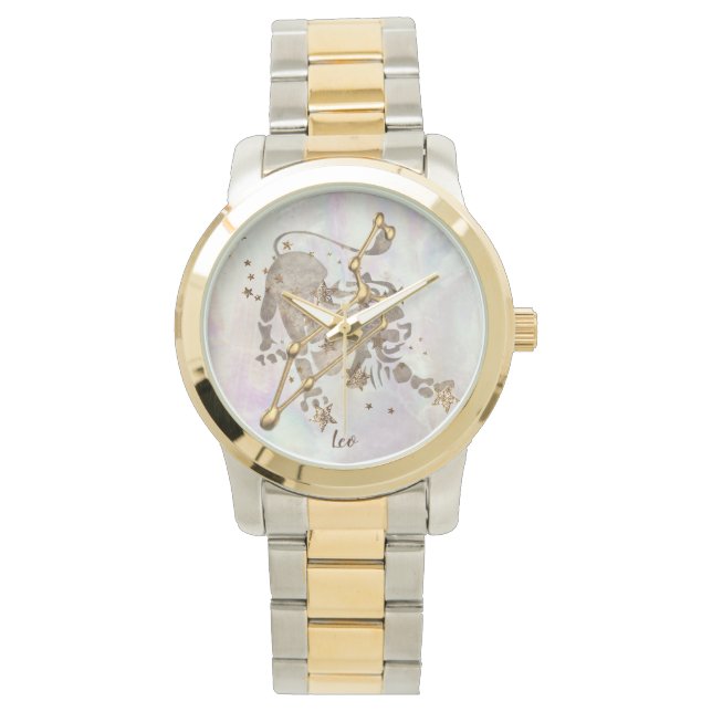 gold leo constellation bracelet watch (Front)