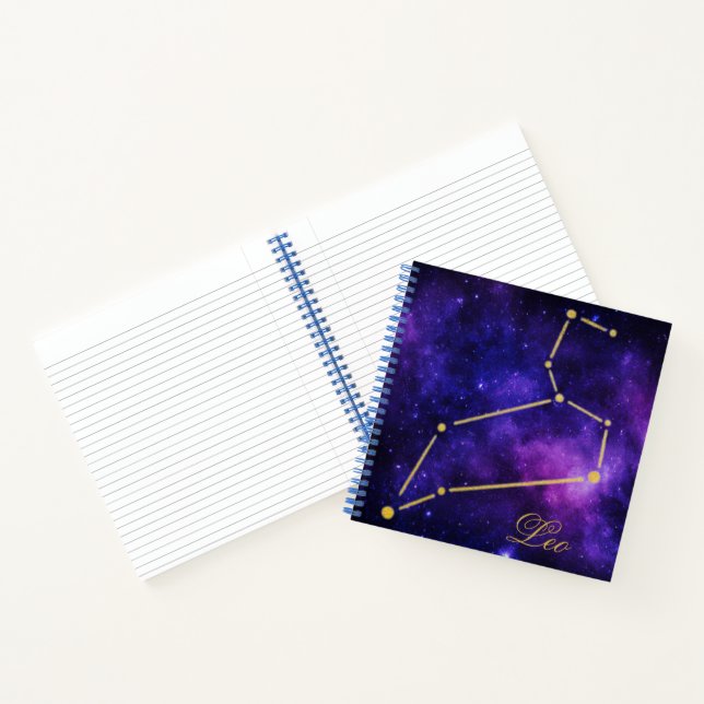 Gold Leo Constellation on Dark Galaxy | Notebook (Inside)