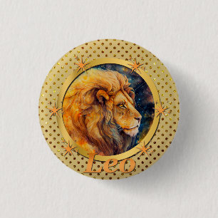 Gold Leo Zodiac Horoscope A Motivational Inspiring 3 Cm Round Badge