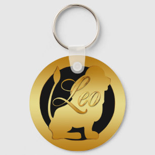 GOLD LEO ZODIAC SIGN KEY RING