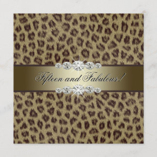 Gold Leopard 15th Birthday Party Invitation