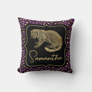 Gold Leopard and Purple Leopard Print Cushion