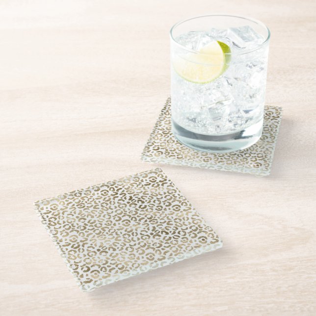 Gold Leopard Animal Print      Glass Coaster (Angled)