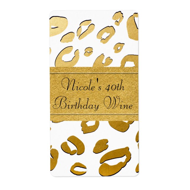 GOLD Leopard ANY COLOR Custom Party Wine Label (Front)