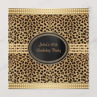 Gold Leopard Birthday Party Invitation