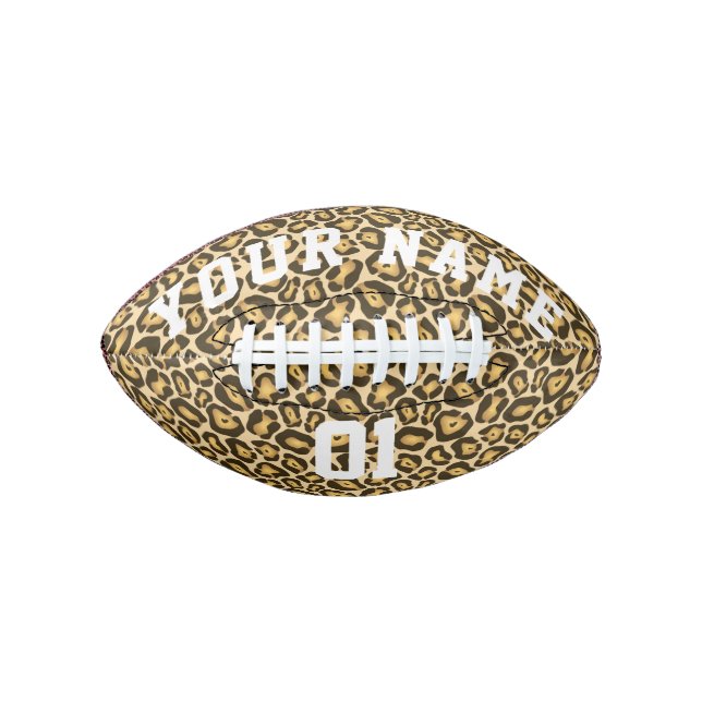 Gold Leopard Cheetah Animal Print Personalised American Football (Front)