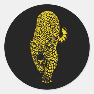 Gold Leopard Cheetah Classic Round Sticker