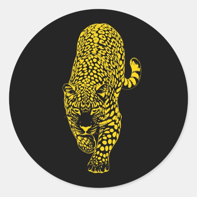 Gold Leopard Cheetah Classic Round Sticker (Front)