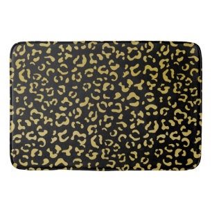 Gold Leopard, Gold Glitter, Leopard Pattern Bath Mat