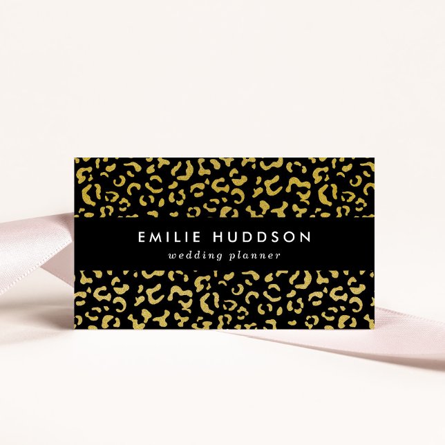 Gold Leopard, Gold Glitter, Leopard Pattern Business Card (Creator Uploaded)