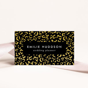 Gold Leopard, Gold Glitter, Leopard Pattern Business Card