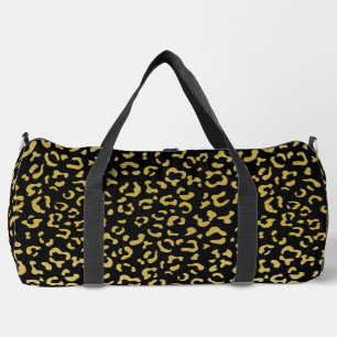 Gold Leopard, Gold Glitter, Leopard Pattern Duffle Bag
