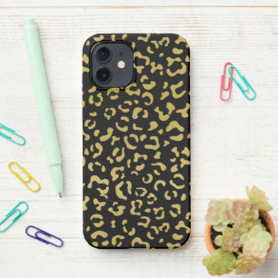 Gold Leopard, Gold Glitter, Leopard Pattern iPhone 12 Case