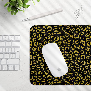 Gold Leopard, Gold Glitter, Leopard Pattern Mouse Mat