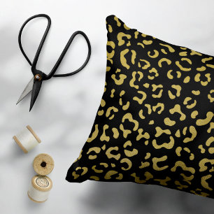 Gold Leopard, Gold Glitter, Leopard Pattern Pillowcase