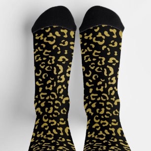 Gold Leopard, Gold Glitter, Leopard Pattern Socks