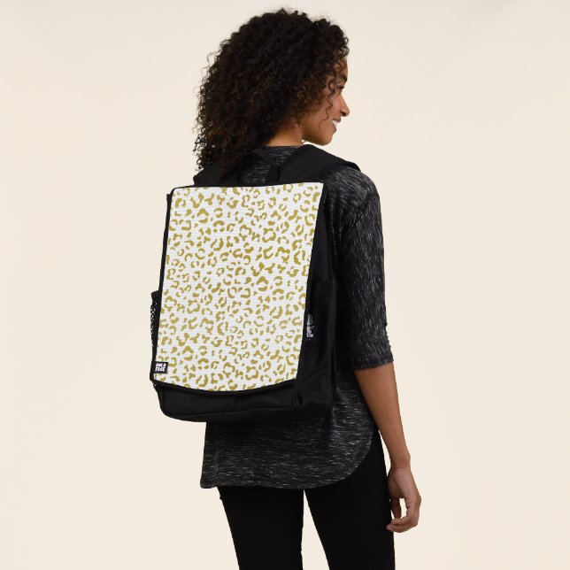Gold Leopard, Gold Glitter, Leopard Print Backpack (Worn)