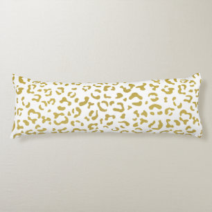 Gold Leopard, Gold Glitter, Leopard Print Body Cushion