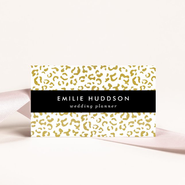 Gold Leopard, Gold Glitter, Leopard Print Business Card (Creator Uploaded)