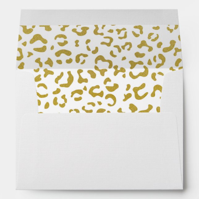 Gold Leopard, Gold Glitter, Leopard Print Envelope (Back (Bottom))