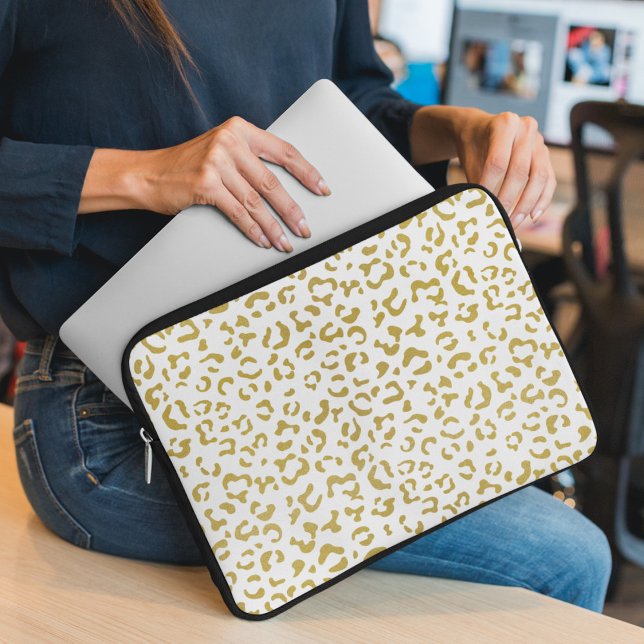 Gold Leopard, Gold Glitter, Leopard Print Laptop Sleeve (Creator Uploaded)