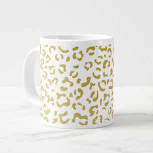 Gold Leopard, Gold Glitter, Leopard Print Large Coffee Mug