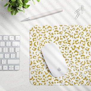 Gold Leopard, Gold Glitter, Leopard Print Mouse Mat