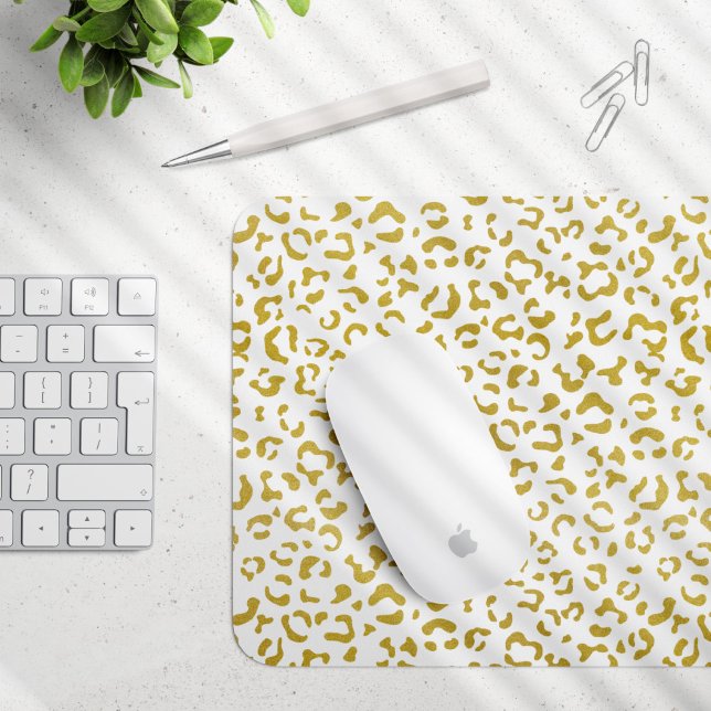 Gold Leopard, Gold Glitter, Leopard Print Mouse Mat (Creator Uploaded)