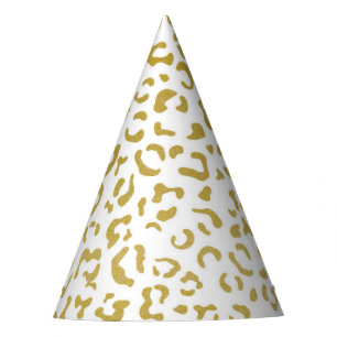 Gold Leopard, Gold Glitter, Leopard Print Party Hat