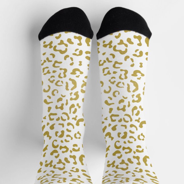 Gold Leopard, Gold Glitter, Leopard Print Socks (Top)
