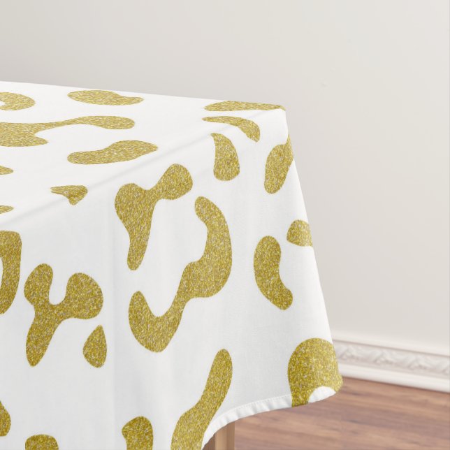 Gold Leopard, Gold Glitter, Leopard Print Tablecloth (In Situ)