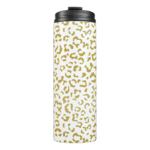 Gold Leopard, Gold Glitter, Leopard Print Thermal Tumbler