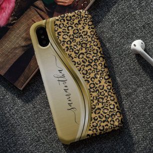 Gold Leopard  Handwritten Name Metal Case-Mate Samsung Galaxy Case