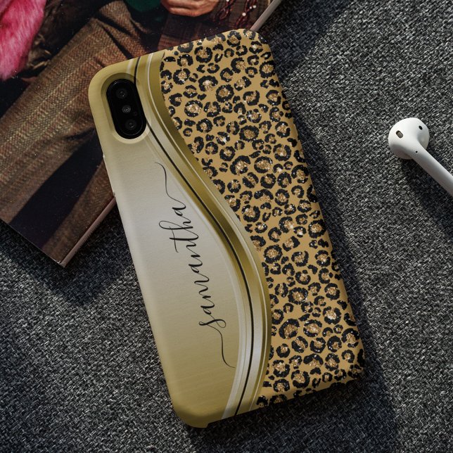 Gold Leopard  Handwritten Name Metal Case-Mate Samsung Galaxy Case (Creator Uploaded)
