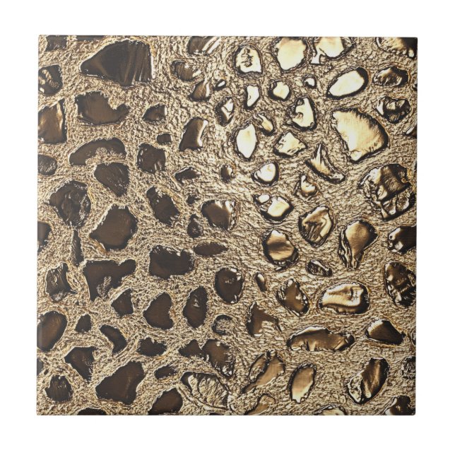 Gold Leopard Metallic Animal Spots Tile (Front)