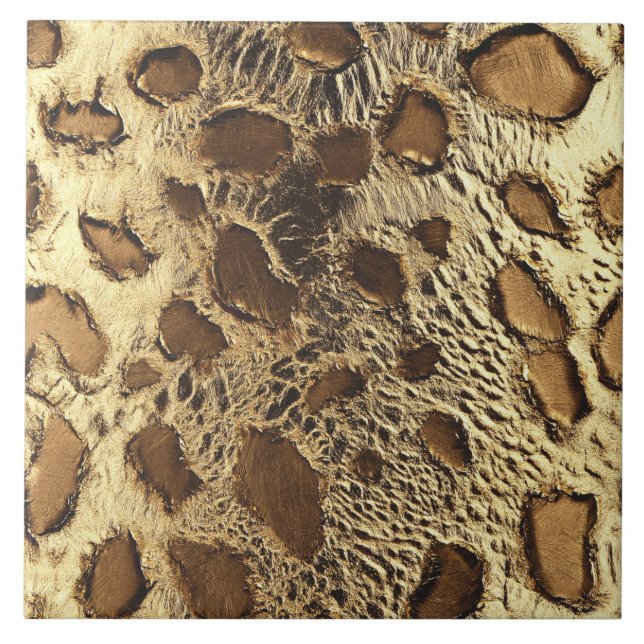 Gold Leopard Metallic Animal Spots Tile (Front)