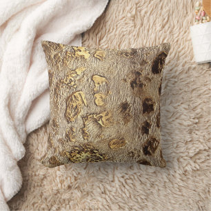Gold Leopard Metallic Spots Cushion