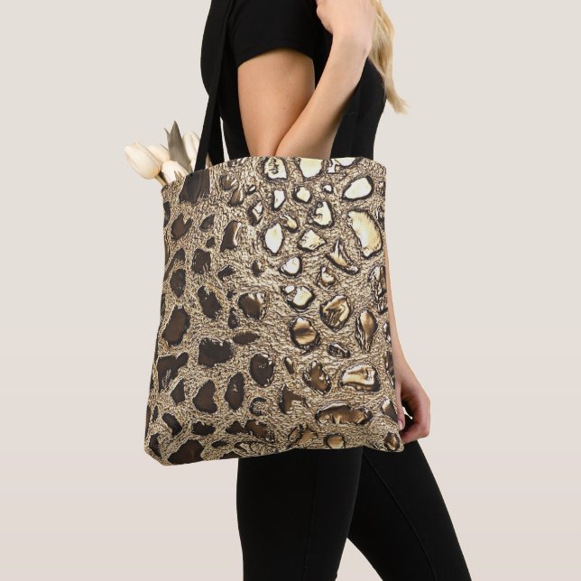 Gold Leopard Metallic Spots Tote Bag (Close Up)