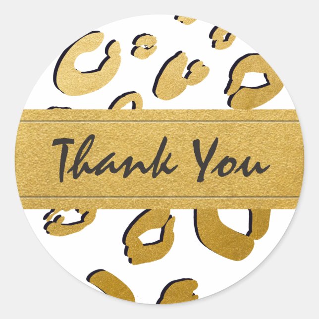 Gold Leopard Print ANY COLOR Party Favour Sticker (Front)