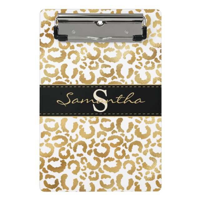 Gold leopard print custom mini clipboard (Front)