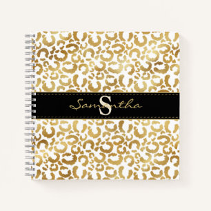 Gold leopard print custom Spiral Notebook