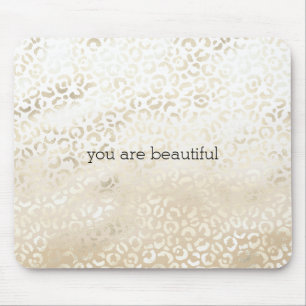 Gold Leopard Print Khaki Cream Beige Watercolor Mouse Mat